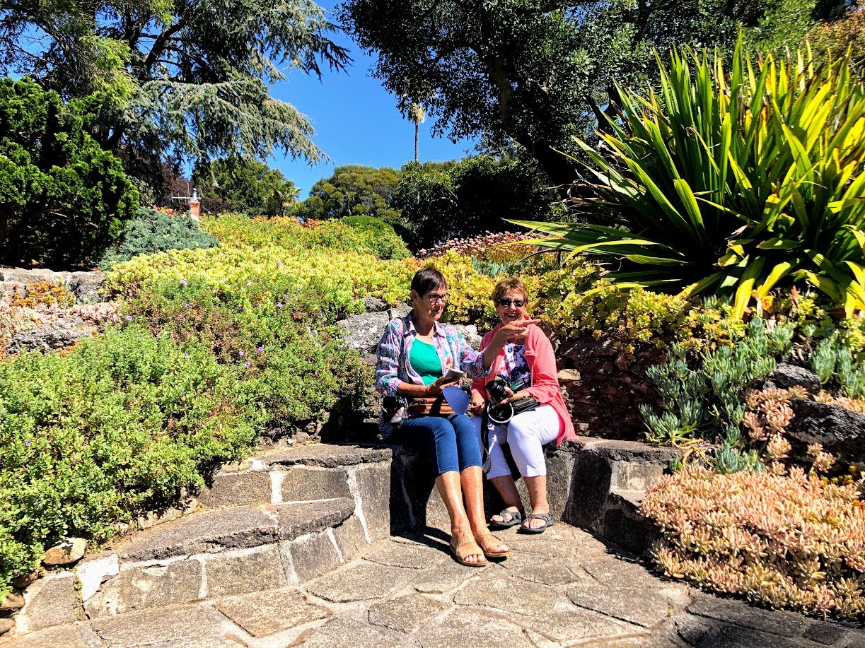 Ngaire Adams left and Kaye Neale Right on Blanche Basons seat IMG 0374 Copy